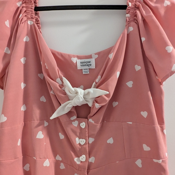 Unique Vintage Pink Heart Print Dress Size 1x/16 - Picture 3 of 5